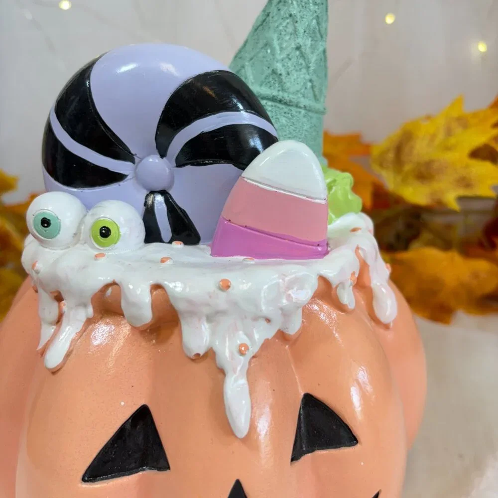 Jack-o-Lantern Figure Summerween Pastel Candy Ice Cream 9 inch Halloween NEW - Picture 4 of 6